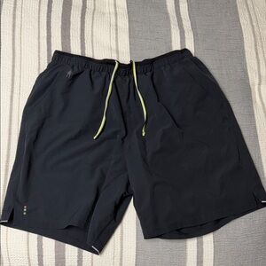 Black Athletic Shorts with Neon Drawstring